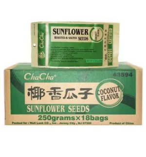 椰香瓜子Chacha Sunflower Roasted and Salted Seeds (Coconut Flavor) 250g X 18 Bags