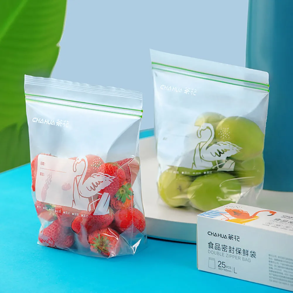 Chahua Double Zipper Food Storage Bags - Large, 25 Pieces