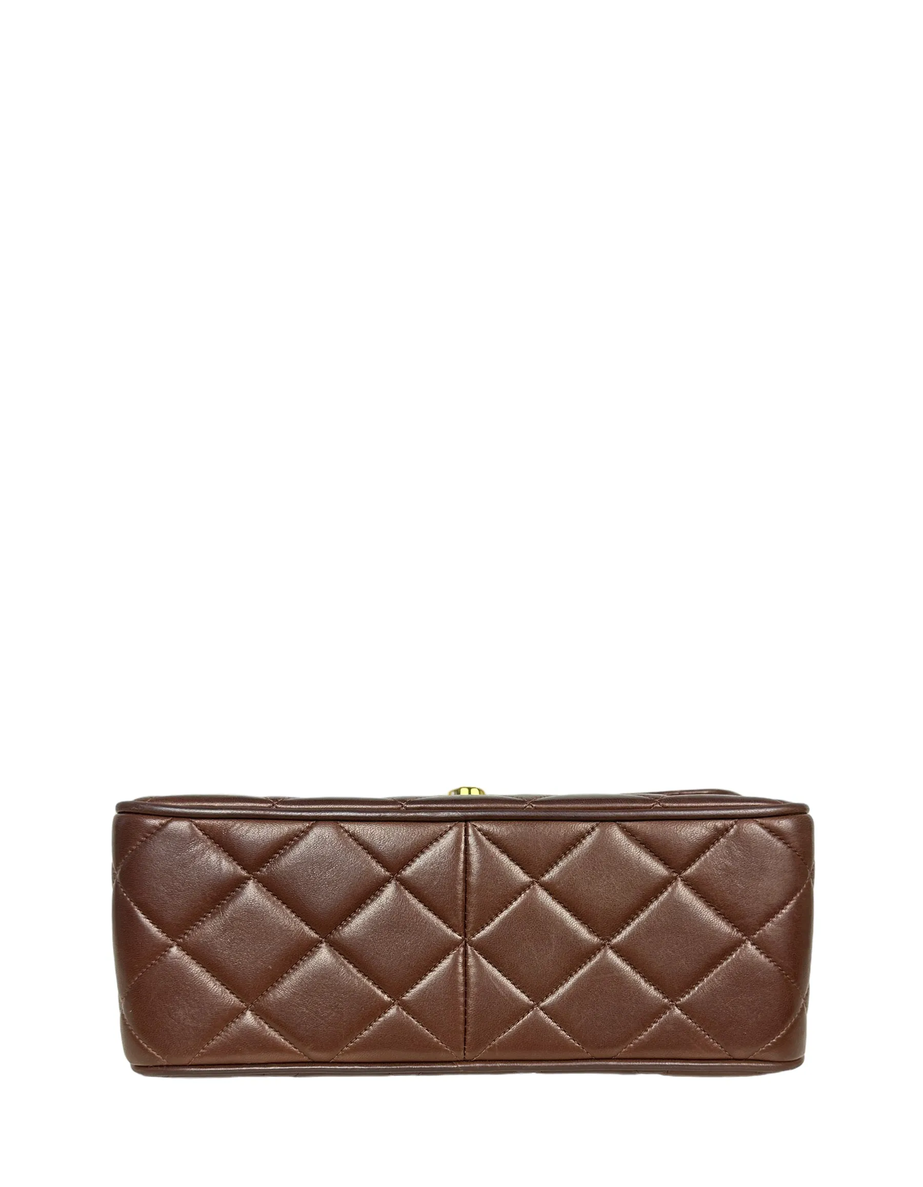 Chanel 1990s Brown Lambskin Leather CC Maxi Flap Messenger Bag