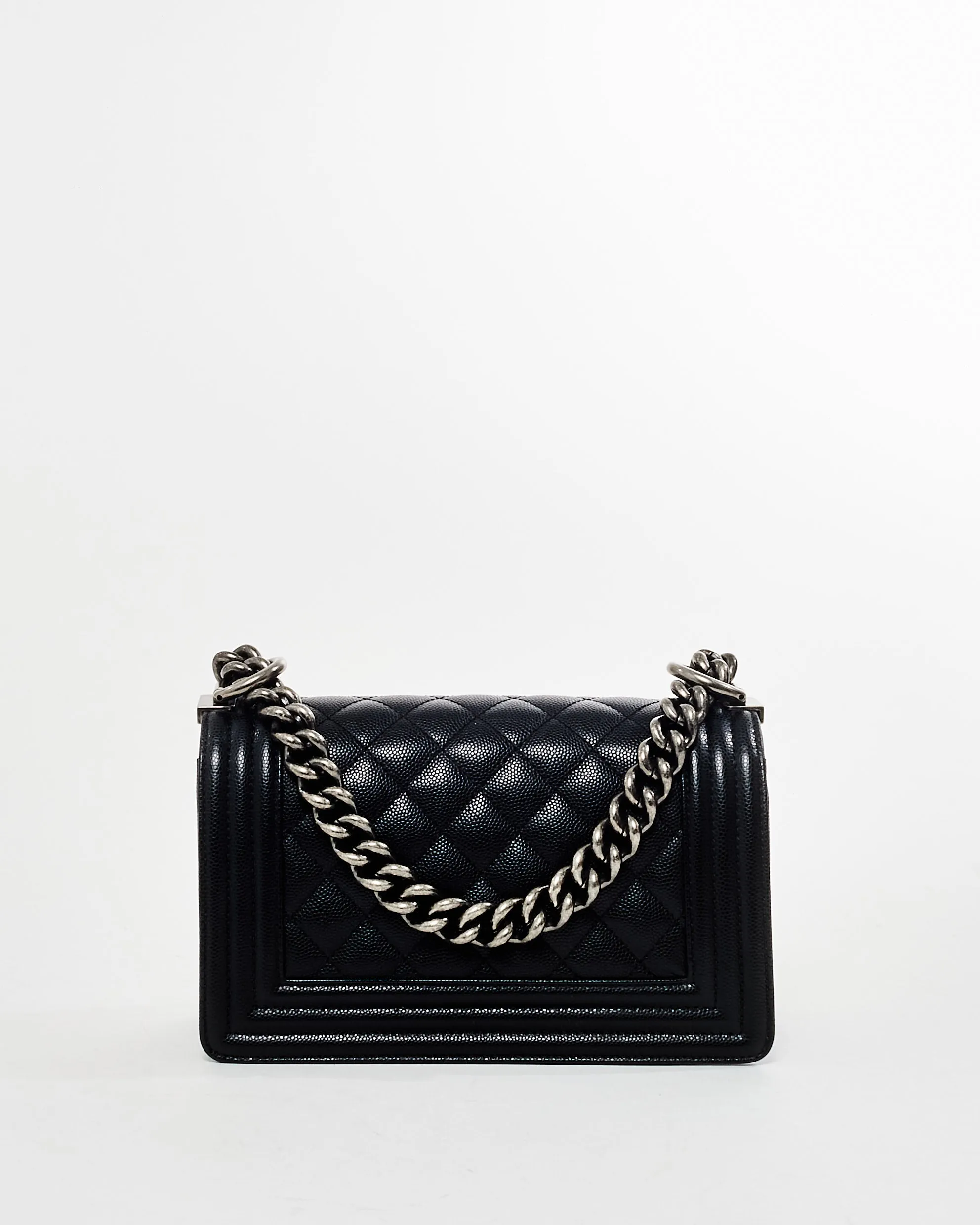 Chanel Black Caviar Leather Small Boy Crossbody Bag SHW