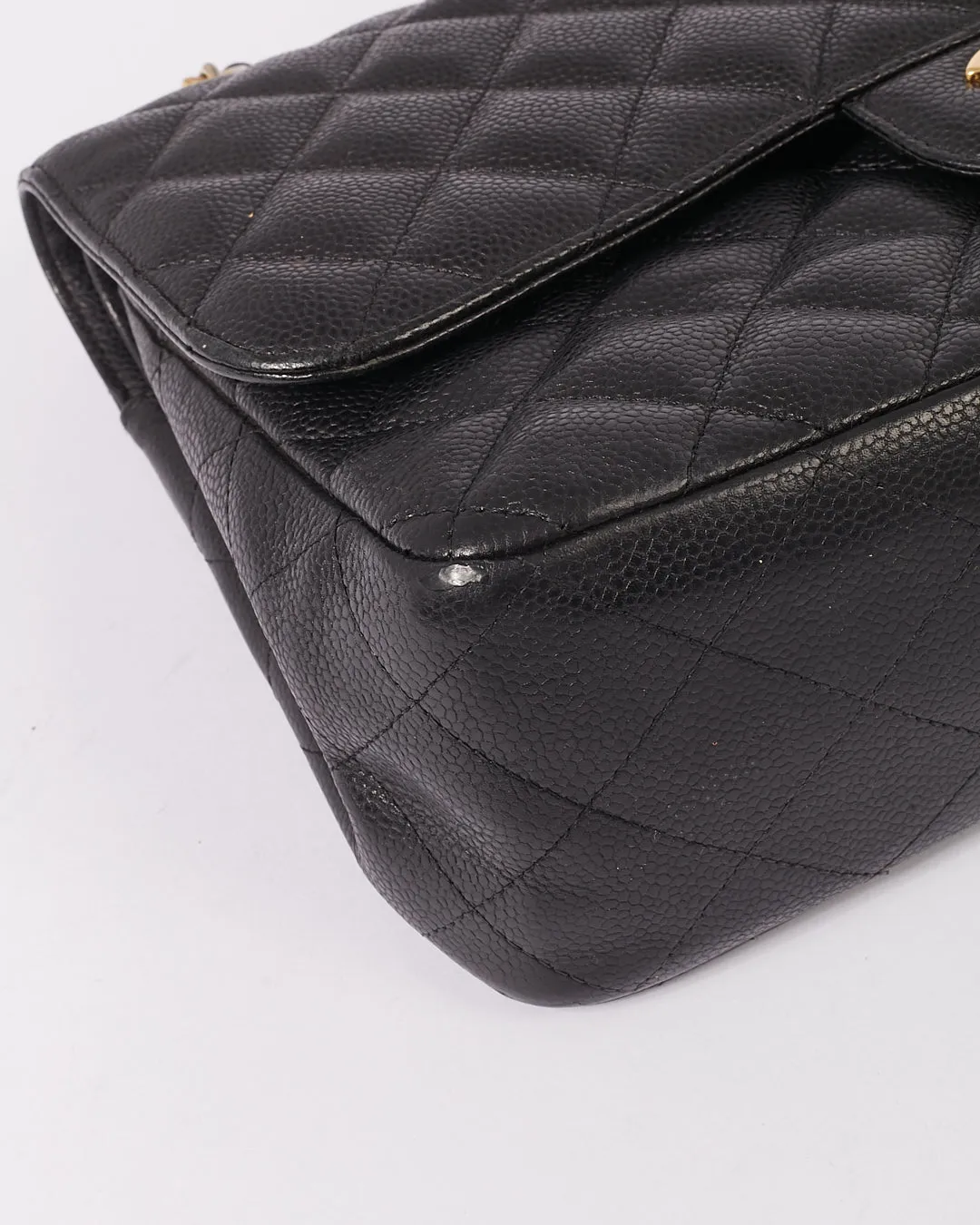 Chanel Black Caviar Quilted Leather Jumbo Double Flap Bag GHW
