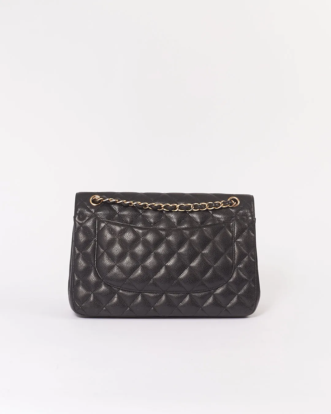 Chanel Black Caviar Quilted Leather Jumbo Double Flap Bag GHW