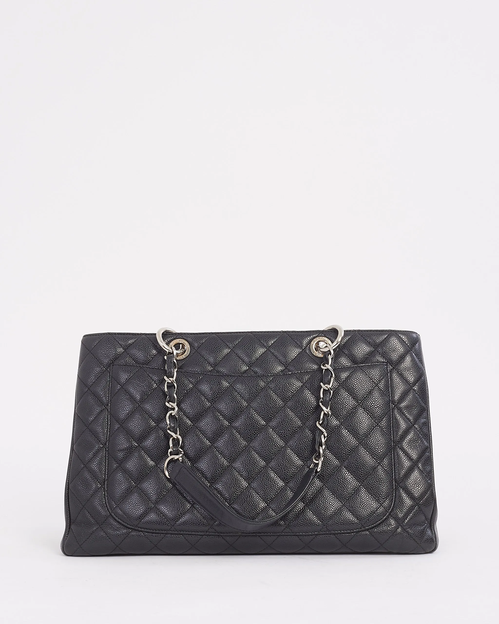 Chanel Black Caviar with Silver Hardware XL Grand Shopping Tote Bag
