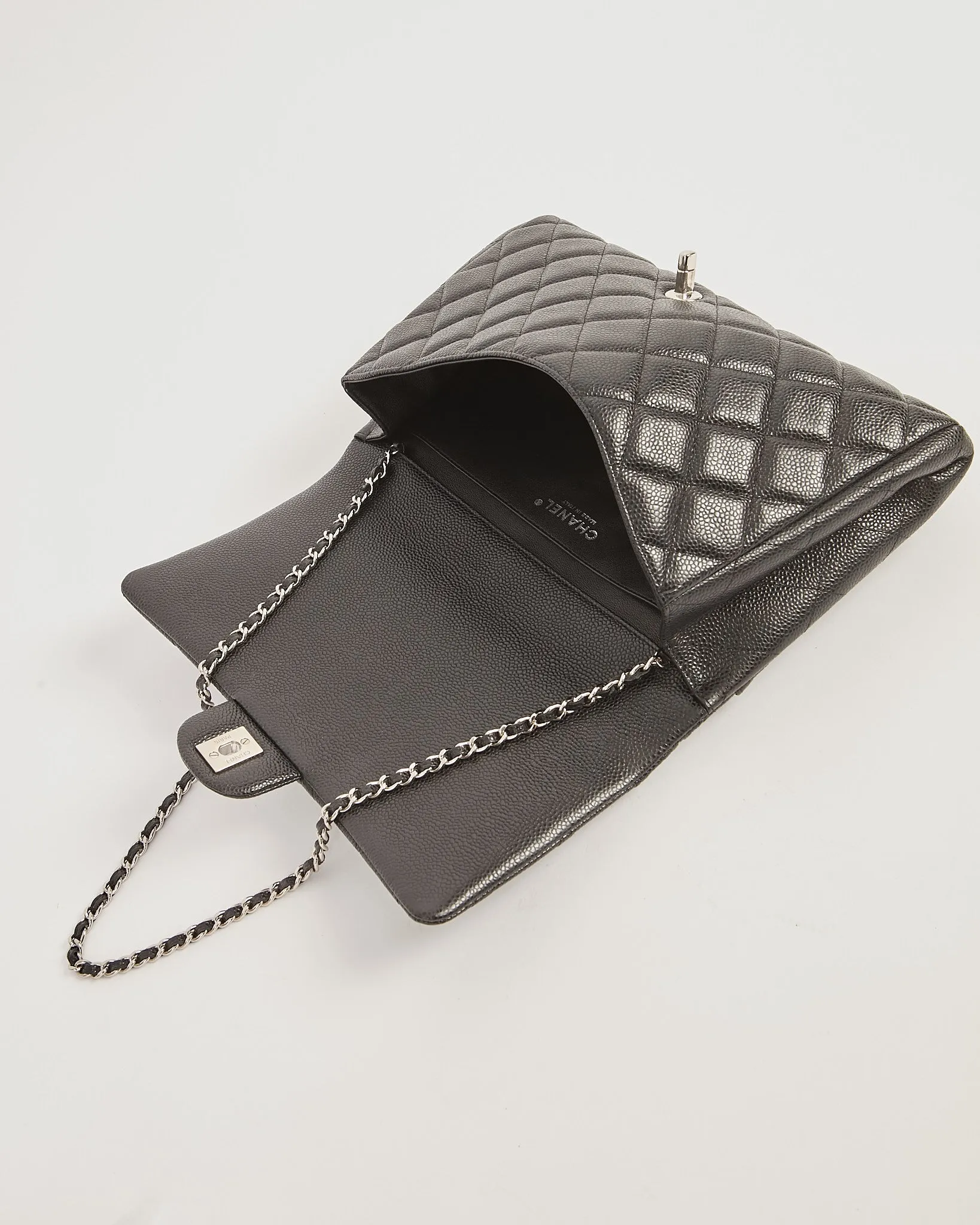 Chanel Black Quilted Lambskin Leather Chain Clutch Flap Bag