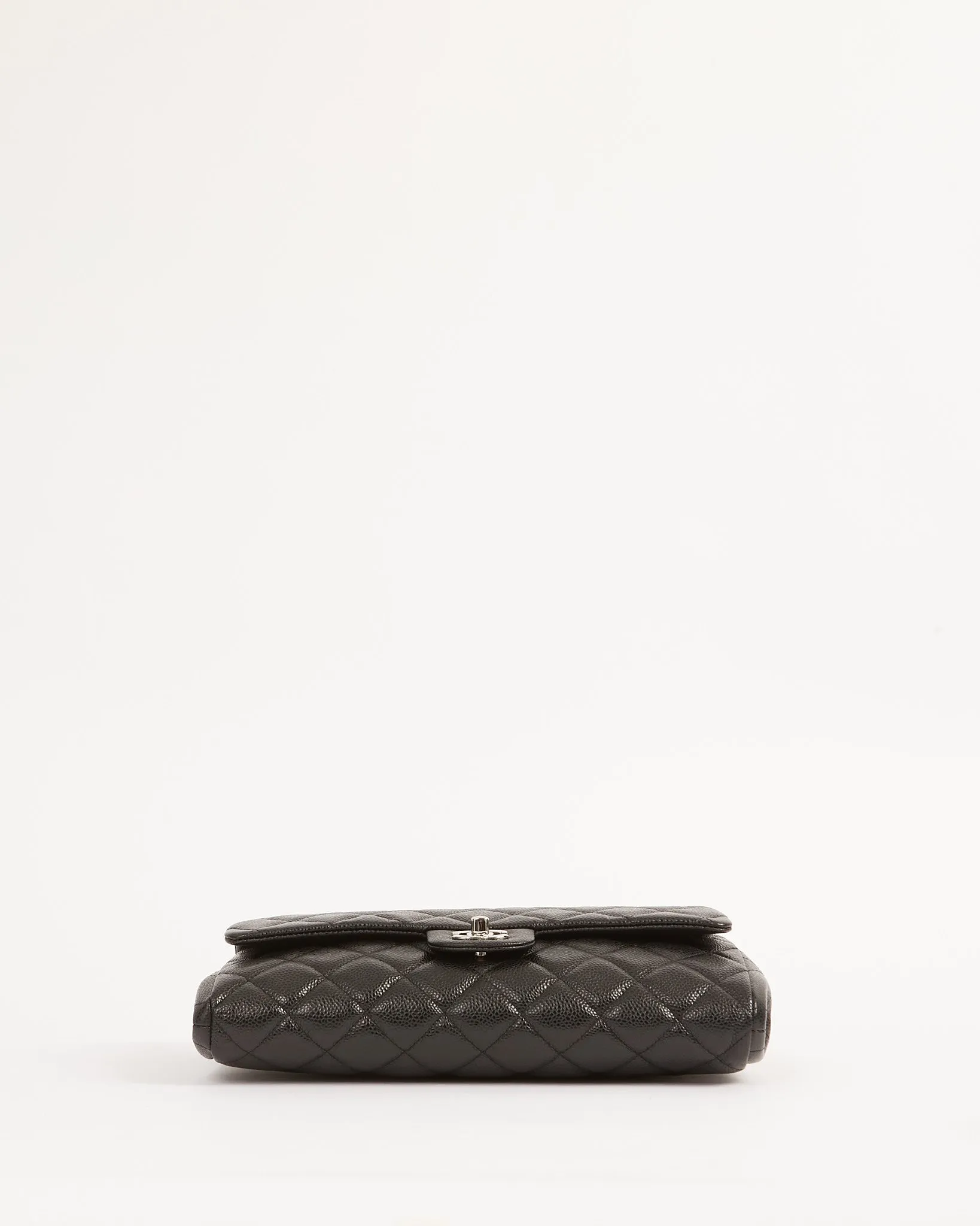 Chanel Black Quilted Lambskin Leather Chain Clutch Flap Bag