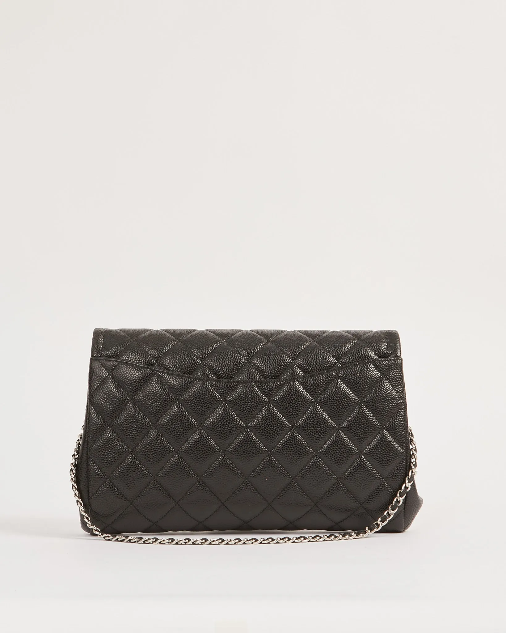 Chanel Black Quilted Lambskin Leather Chain Clutch Flap Bag