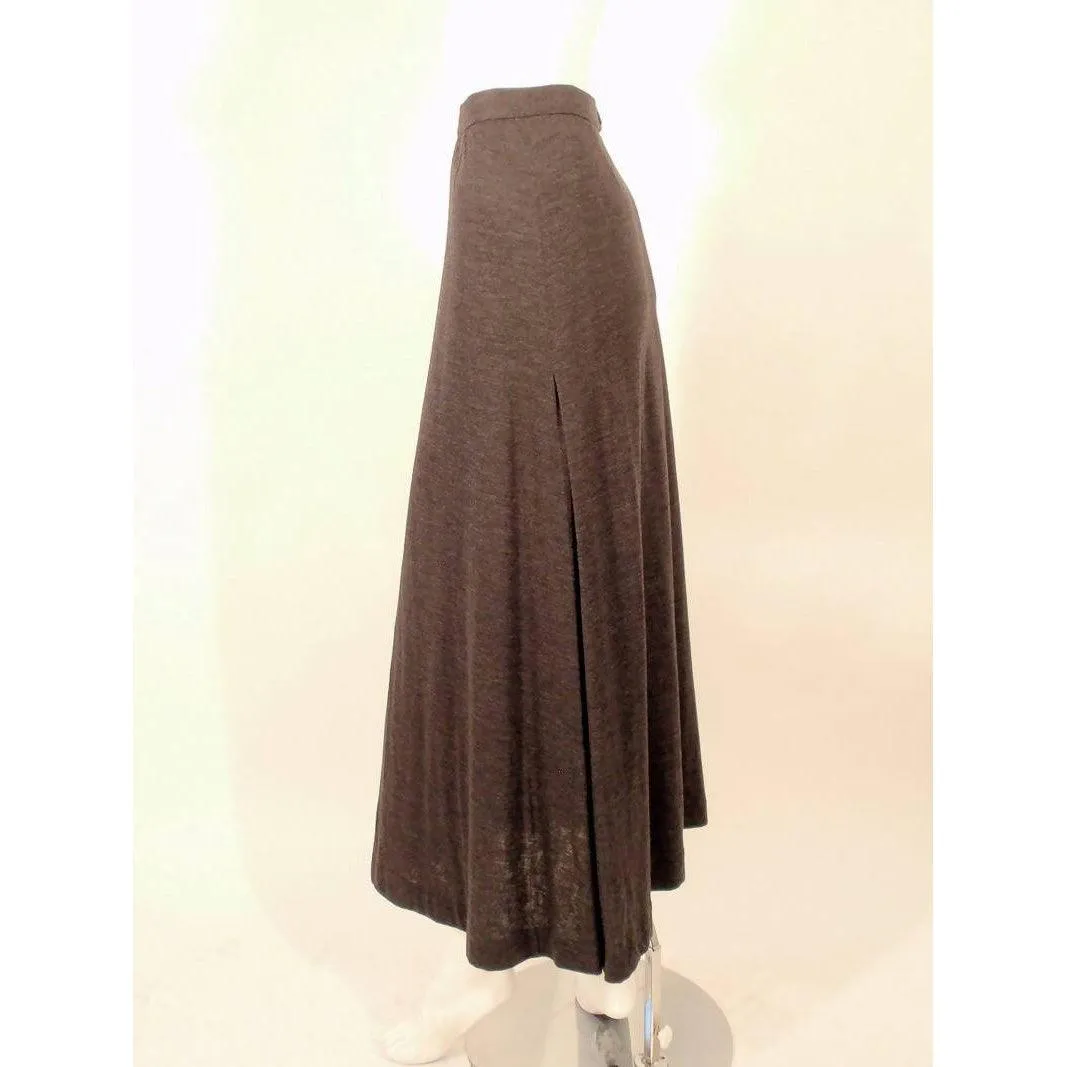 CHANEL Classic Grey Wool & Silk Knit Maxi Skirt | FR 38