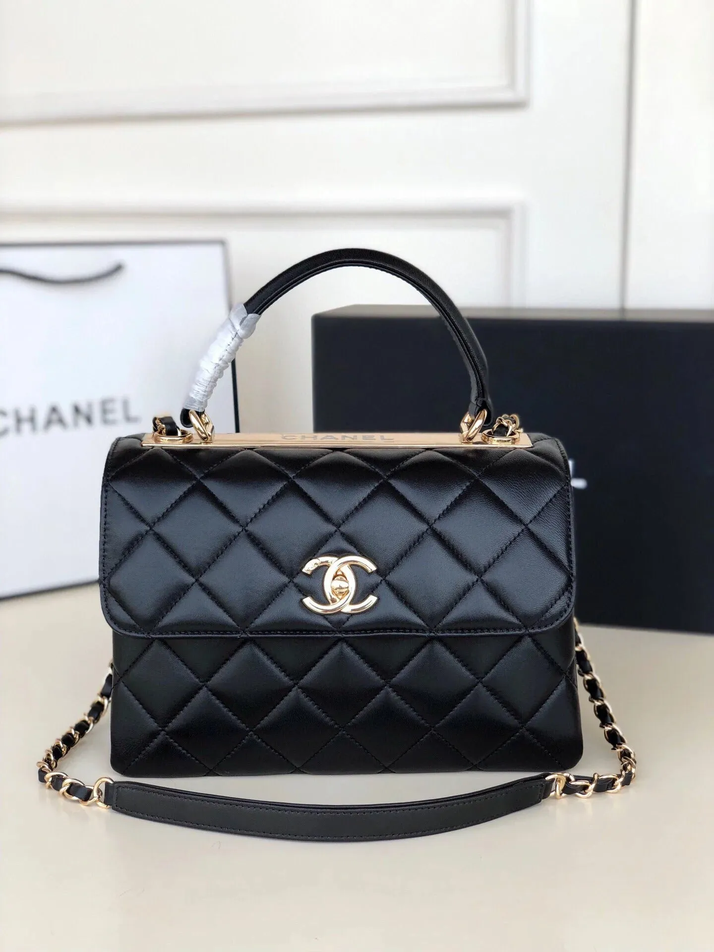Chanel Flap Bag With Top Handle Black