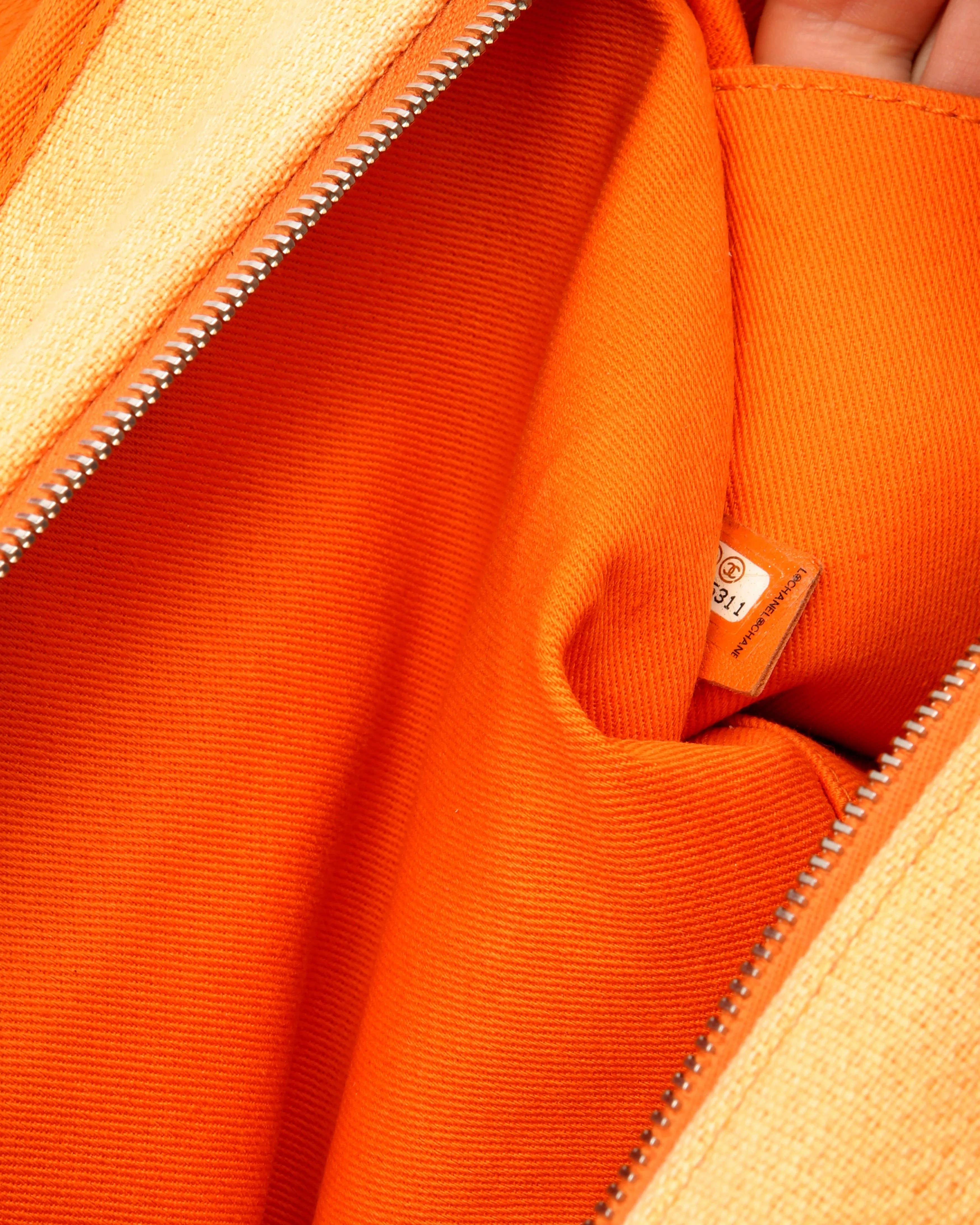 Chanel Orange Canvas Deauville Canvas Bowling Bag
