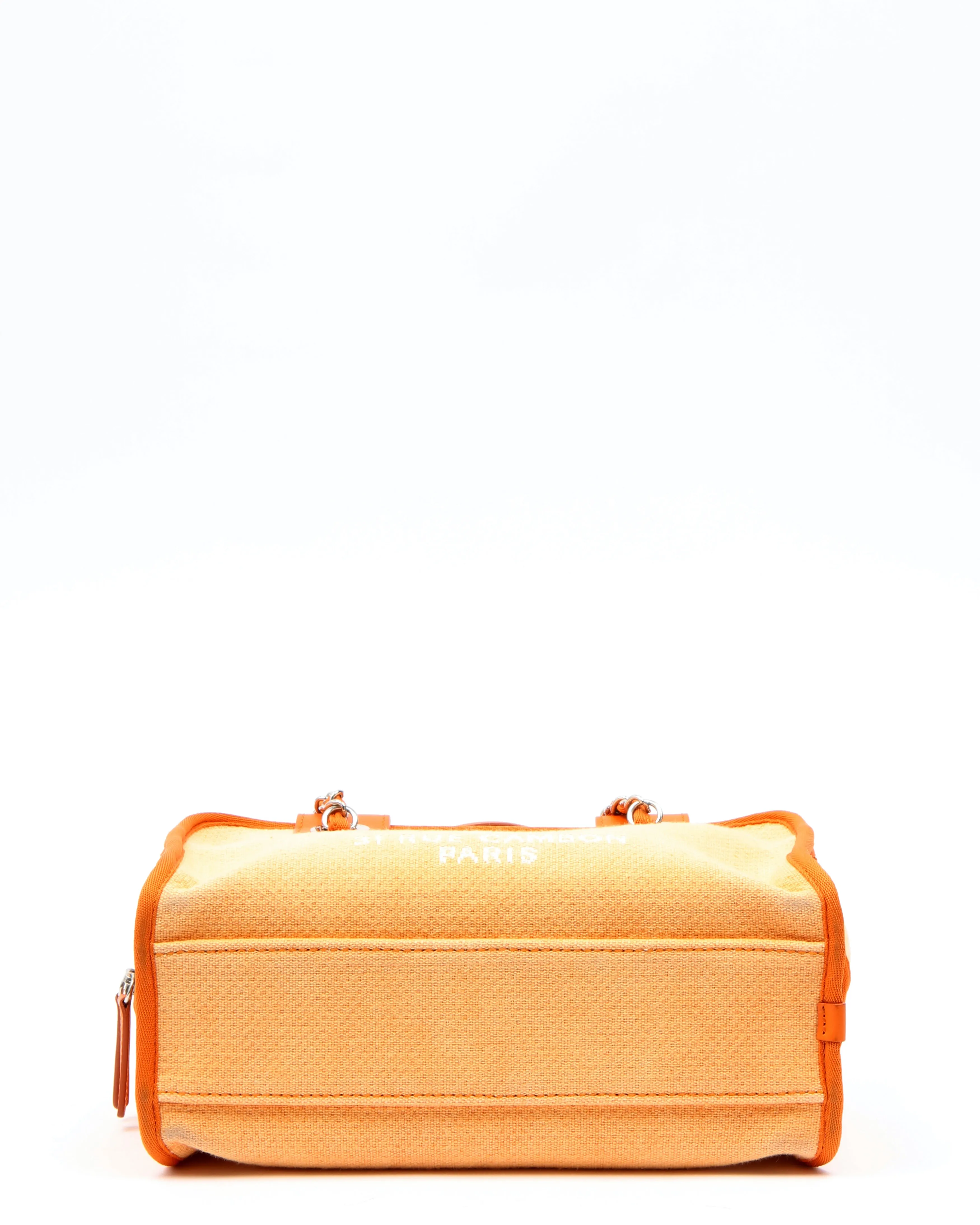 Chanel Orange Canvas Deauville Canvas Bowling Bag