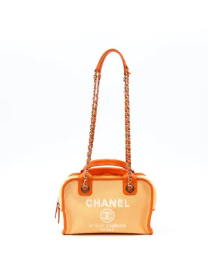 Chanel Orange Canvas Deauville Canvas Bowling Bag