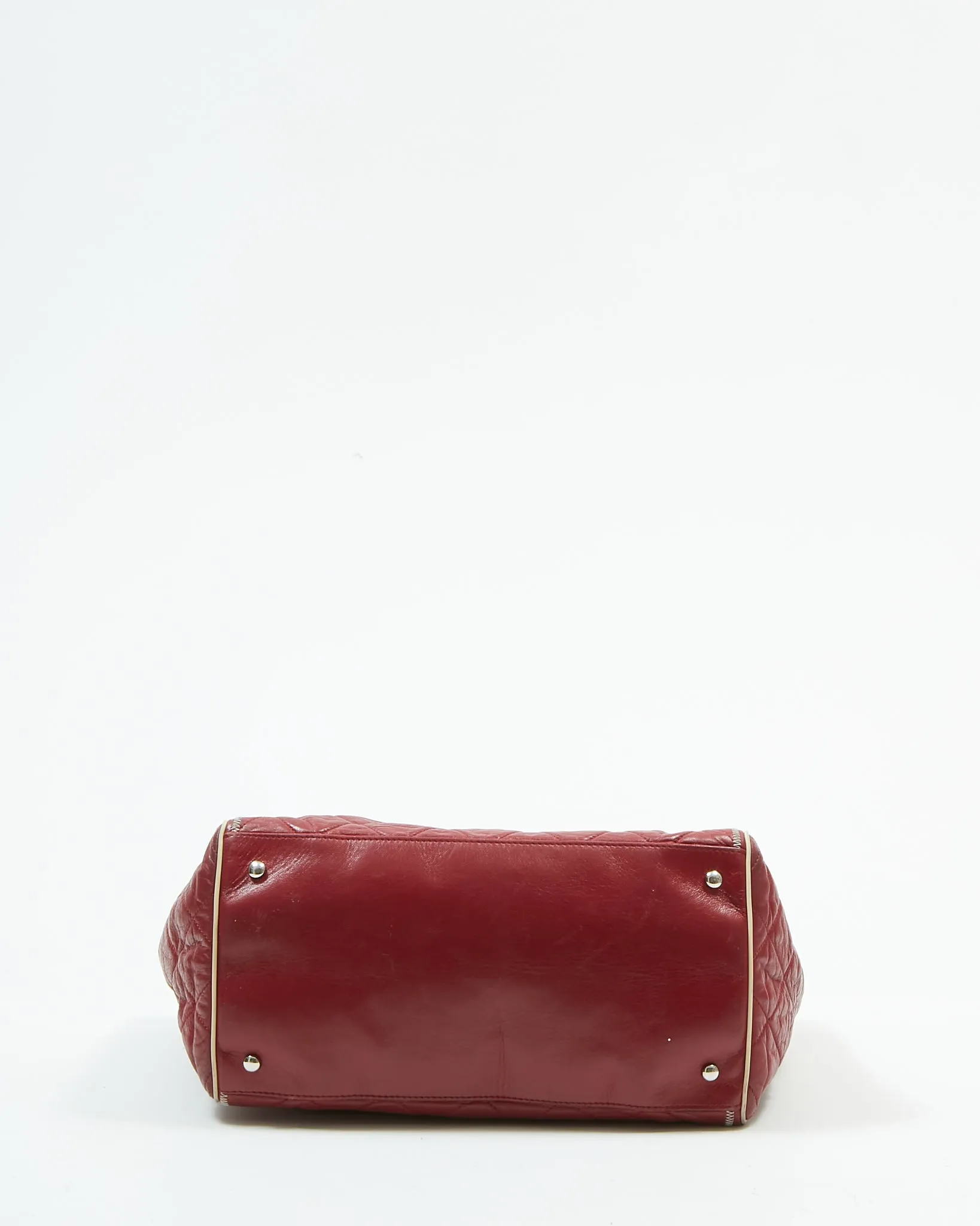Chanel Red Burgundy Quilted Leather East West Reissue Tote