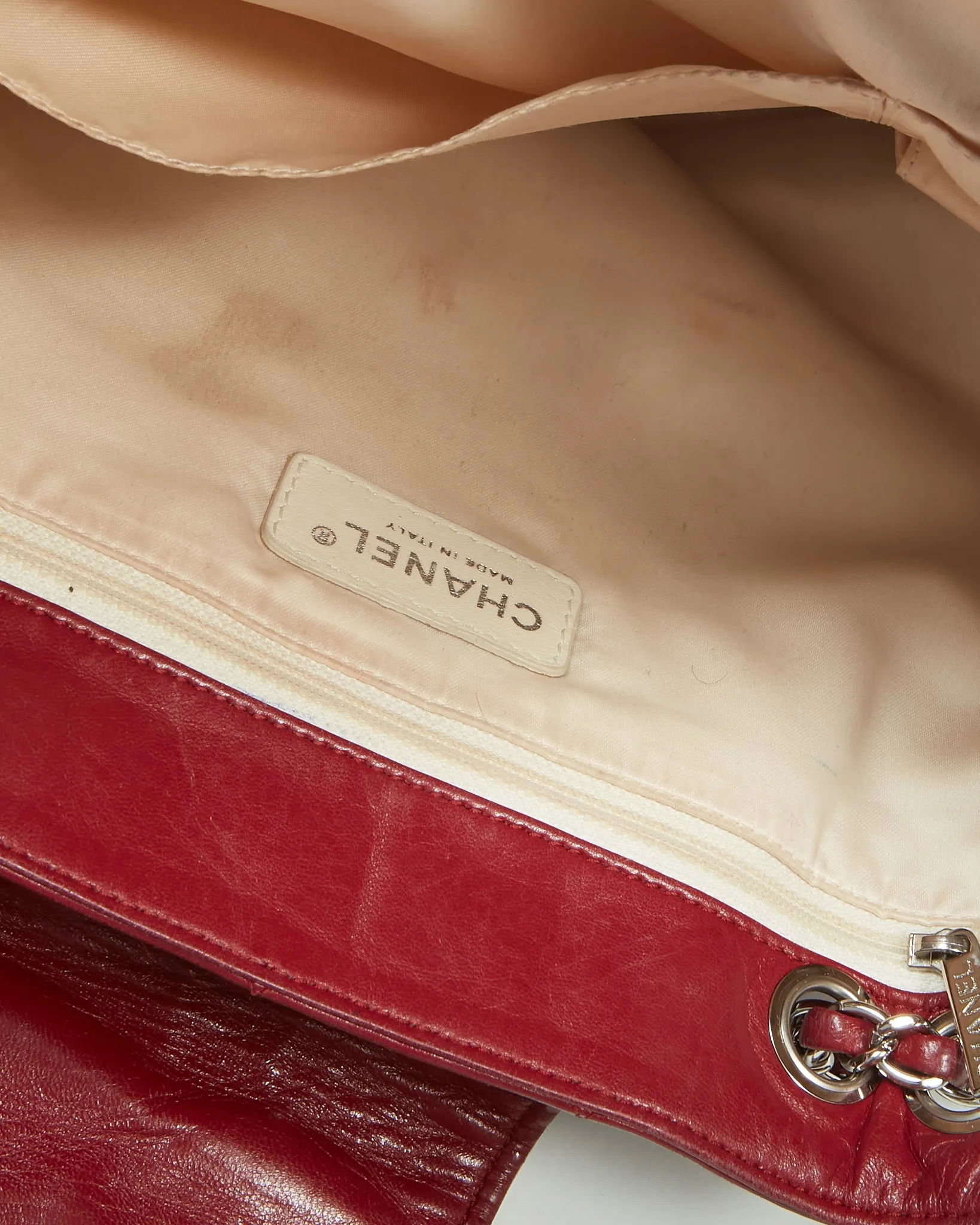 Chanel Red Burgundy Quilted Leather East West Reissue Tote