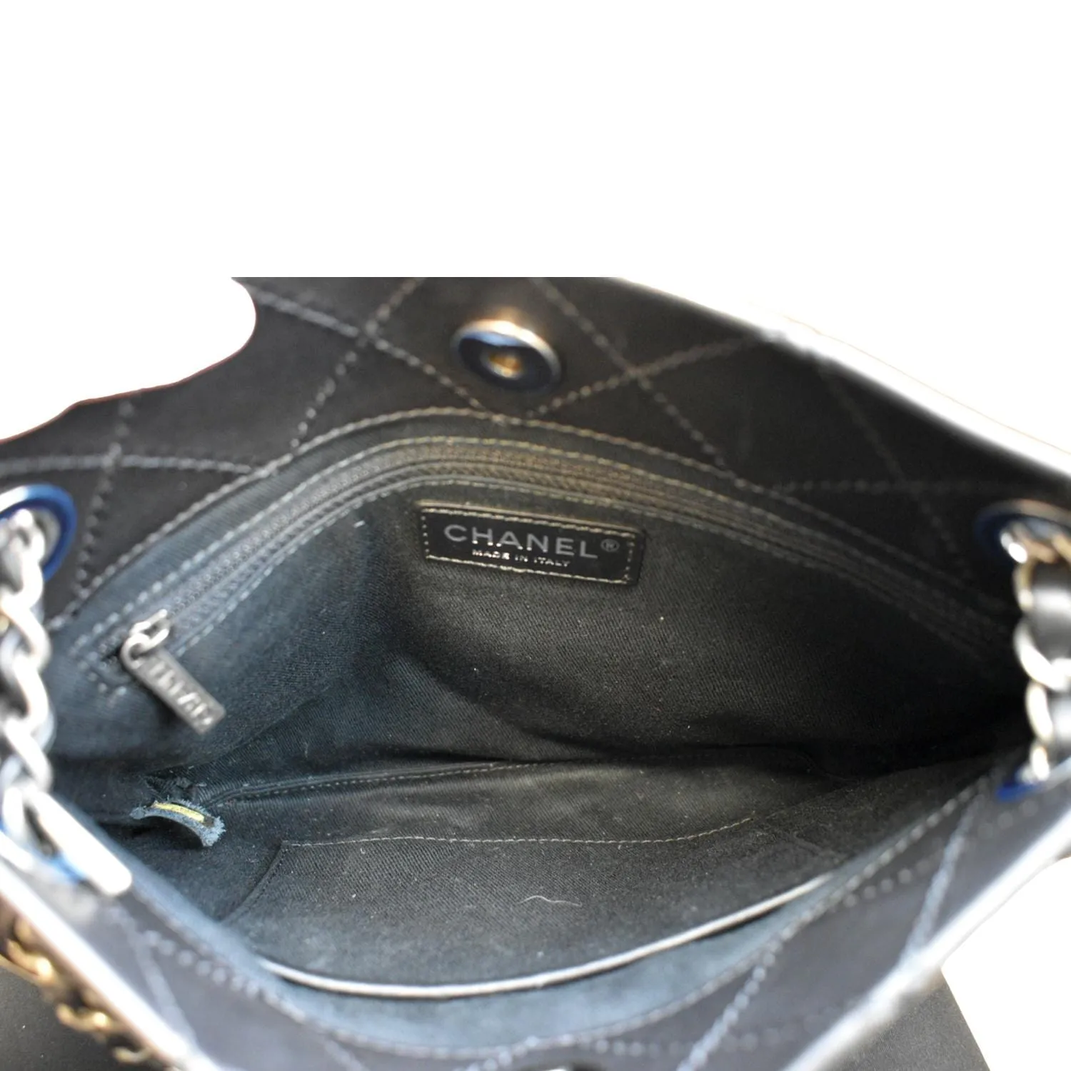 CHANEL Stitched CC Pocket Leather Shoulder Bag Black