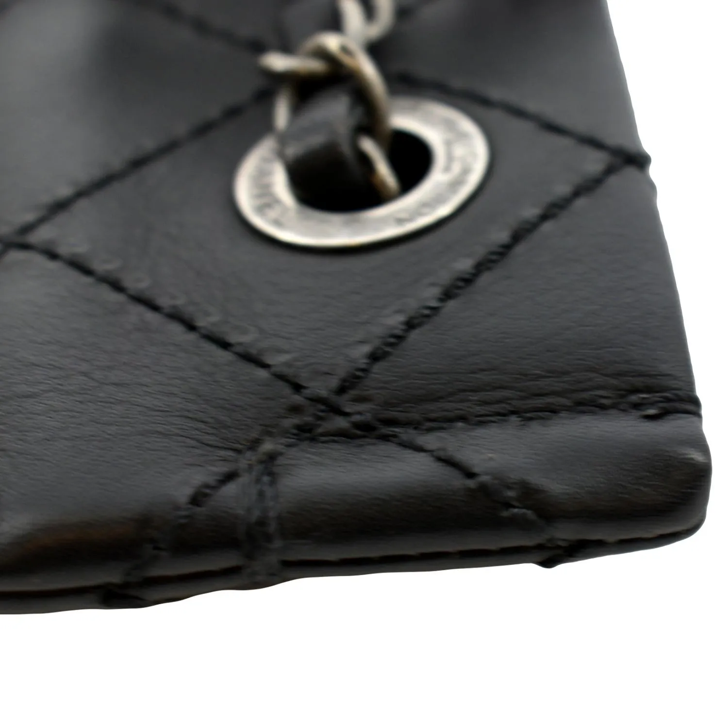 CHANEL Stitched CC Pocket Leather Shoulder Bag Black