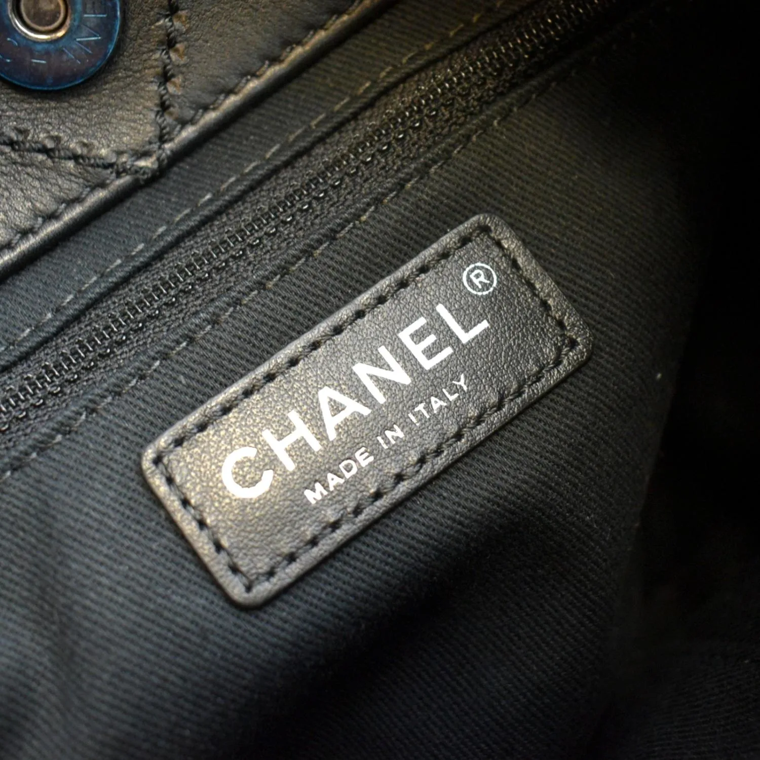 CHANEL Stitched CC Pocket Leather Shoulder Bag Black