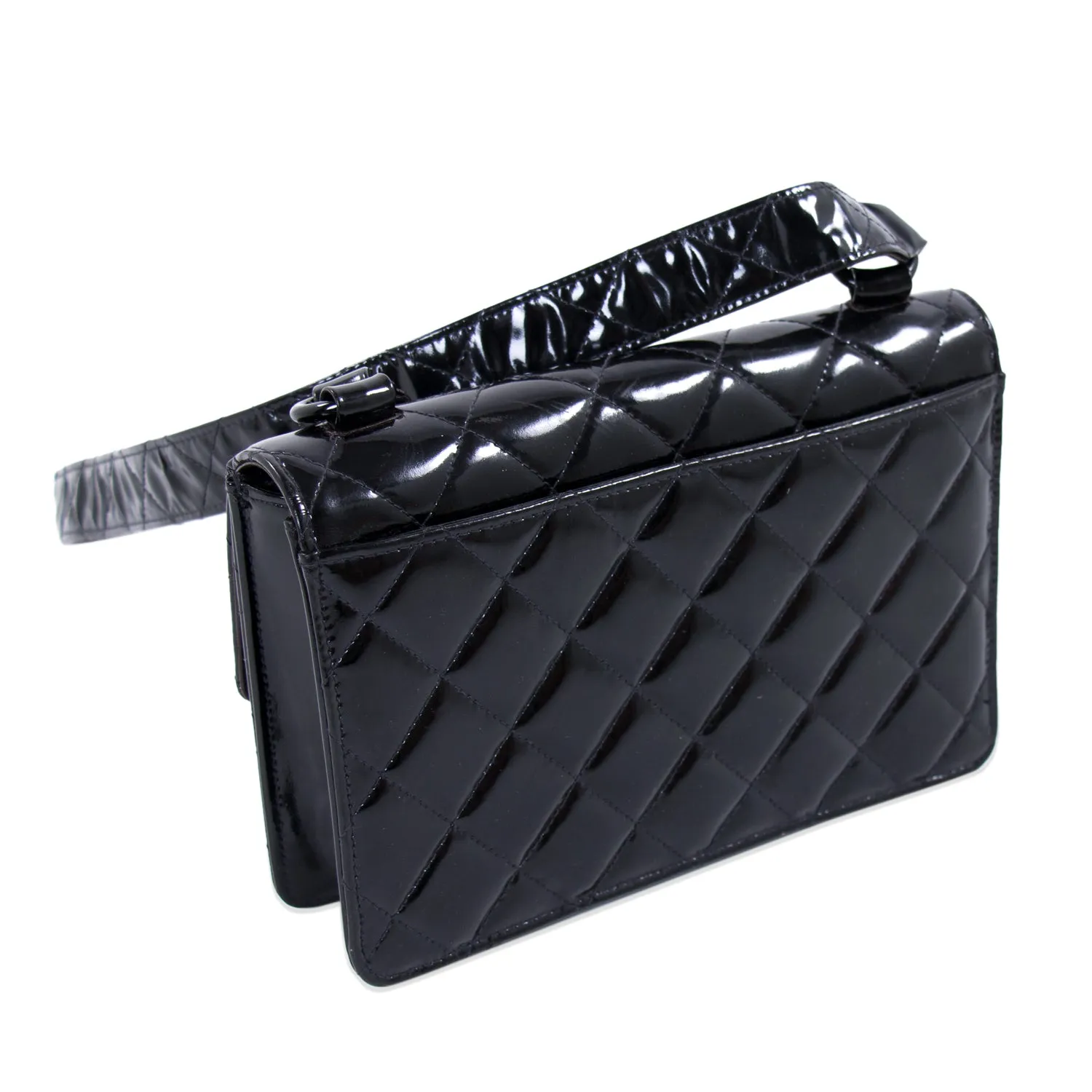Chanel Vintage Quilted Patent Leather Flap Bag