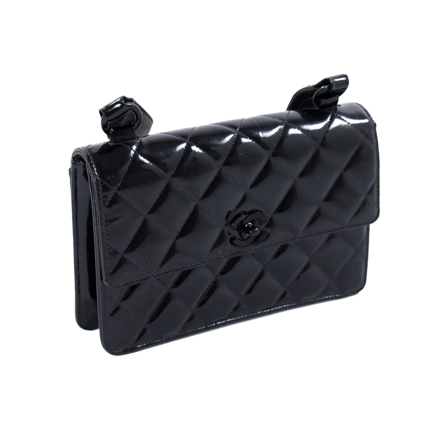 Chanel Vintage Quilted Patent Leather Flap Bag