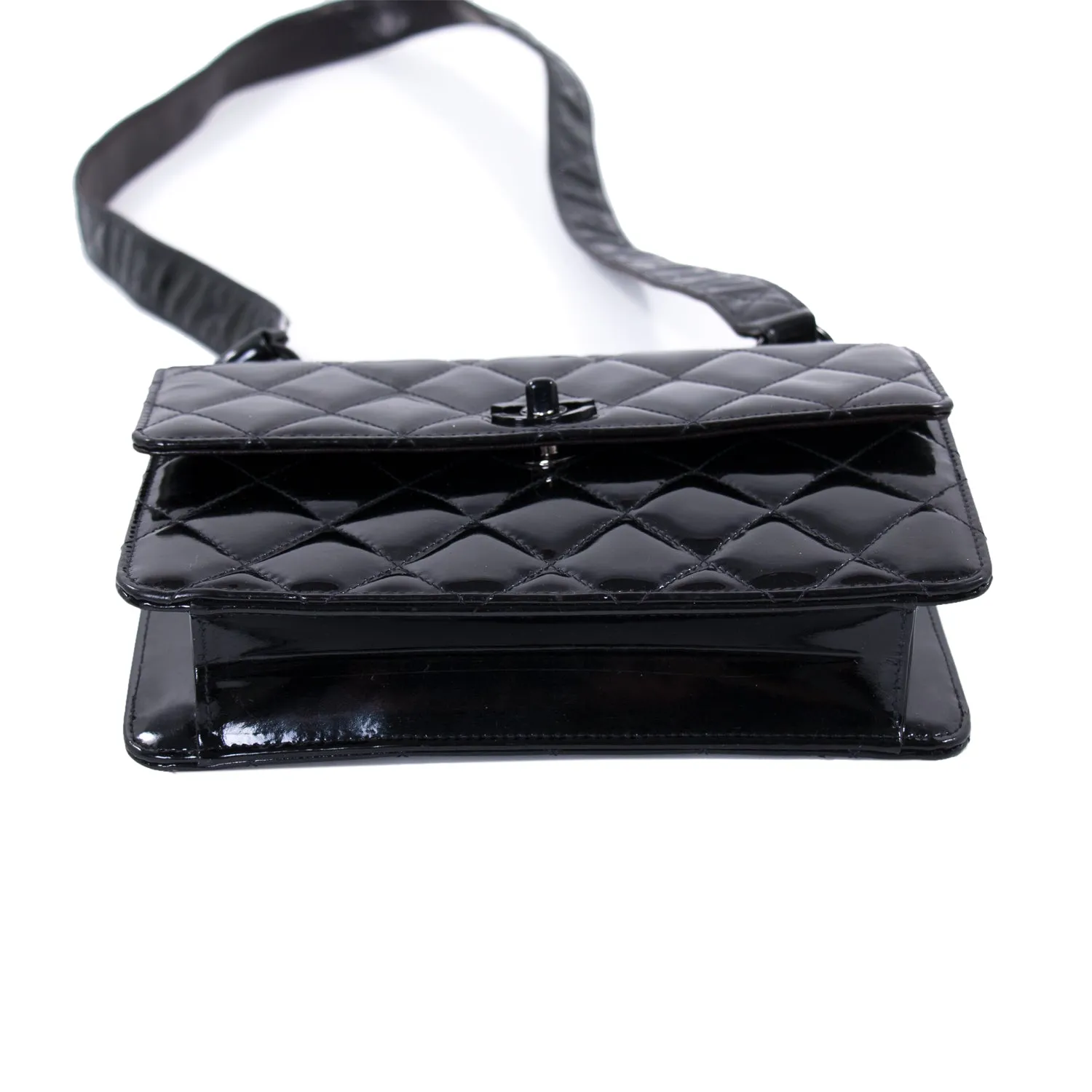 Chanel Vintage Quilted Patent Leather Flap Bag