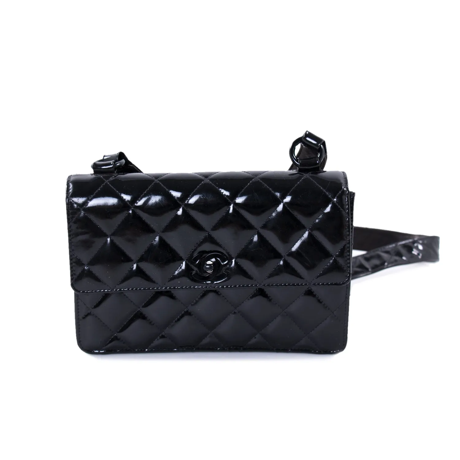 Chanel Vintage Quilted Patent Leather Flap Bag