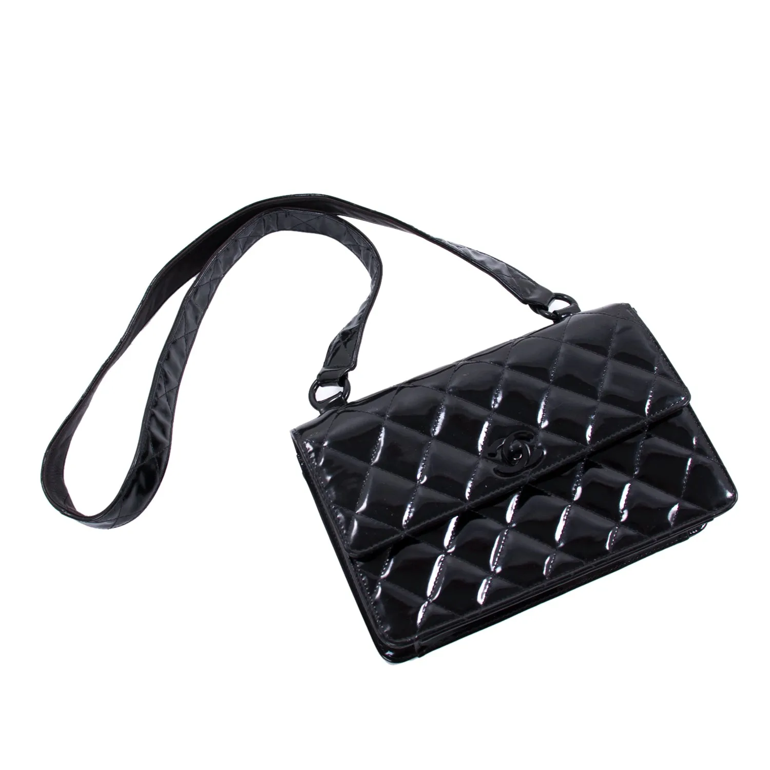 Chanel Vintage Quilted Patent Leather Flap Bag