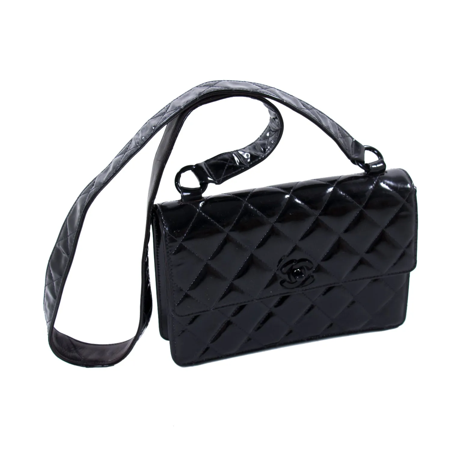 Chanel Vintage Quilted Patent Leather Flap Bag
