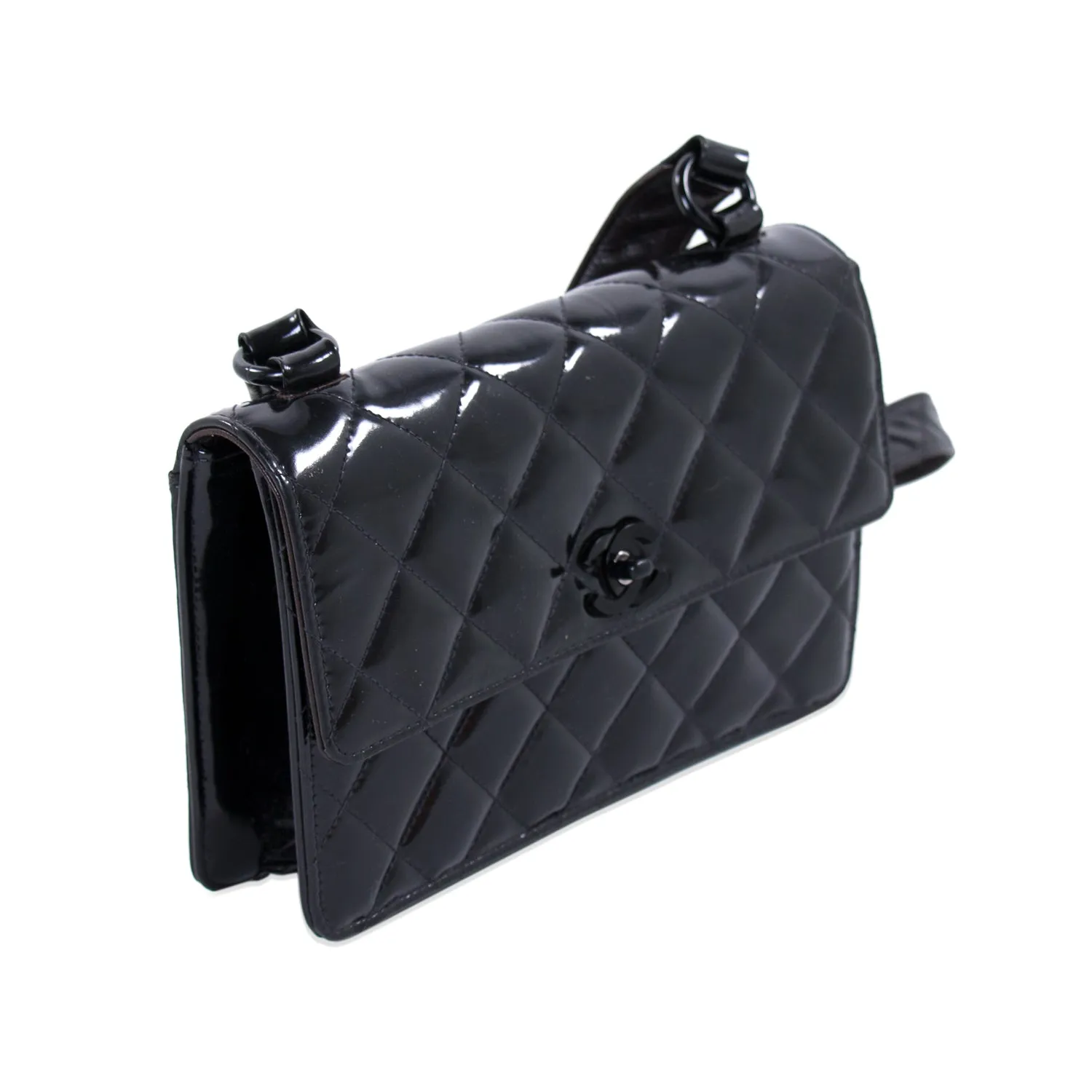 Chanel Vintage Quilted Patent Leather Flap Bag