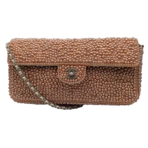Chanel Vintage Rose Pearl Embellished Flap Handbag