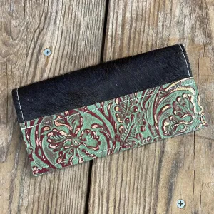 Checkbook Cover - Black w/ Cucumber Melon Tool