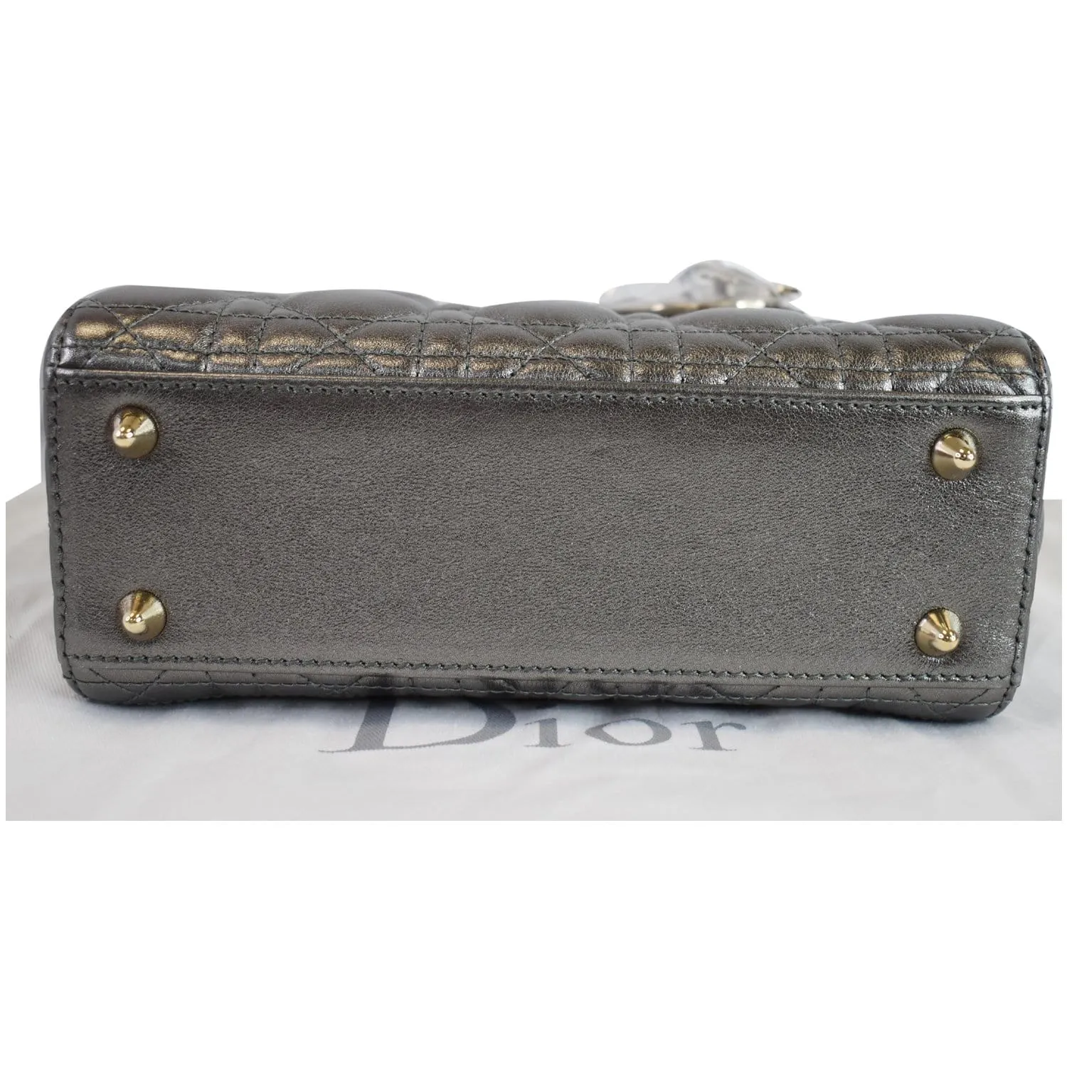 CHRISTIAN DIOR My ABCDior Grained Calfskin Shoulder Bag Gunmetal