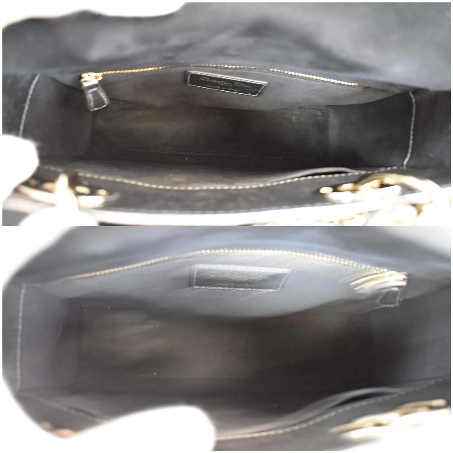 CHRISTIAN DIOR My ABCDior Grained Calfskin Shoulder Bag Gunmetal