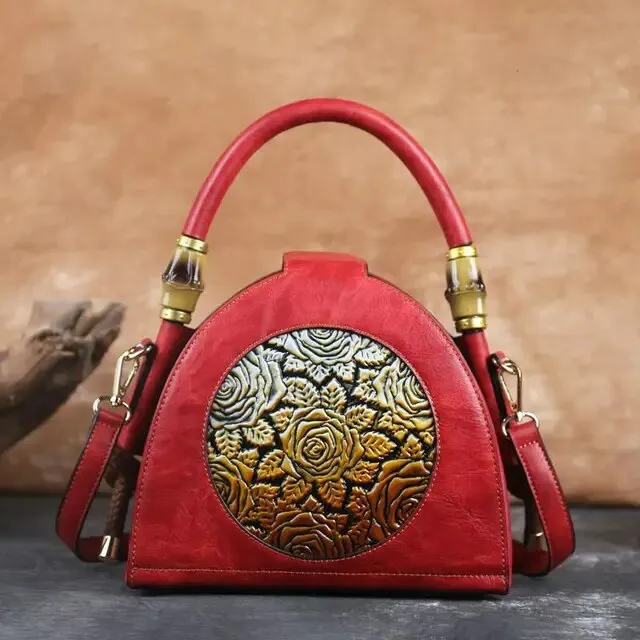 Christianartbag Handmade Leather Bag, Retro Women Bag Handmade Embossed Handbag For Women High Quality Leather Shoulder Bag Ladies Luxury Vintage Bags Female, CABHMB12141023