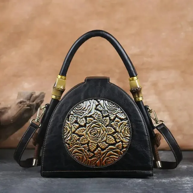 Christianartbag Handmade Leather Bag, Retro Women Bag Handmade Embossed Handbag For Women High Quality Leather Shoulder Bag Ladies Luxury Vintage Bags Female, CABHMB12141023