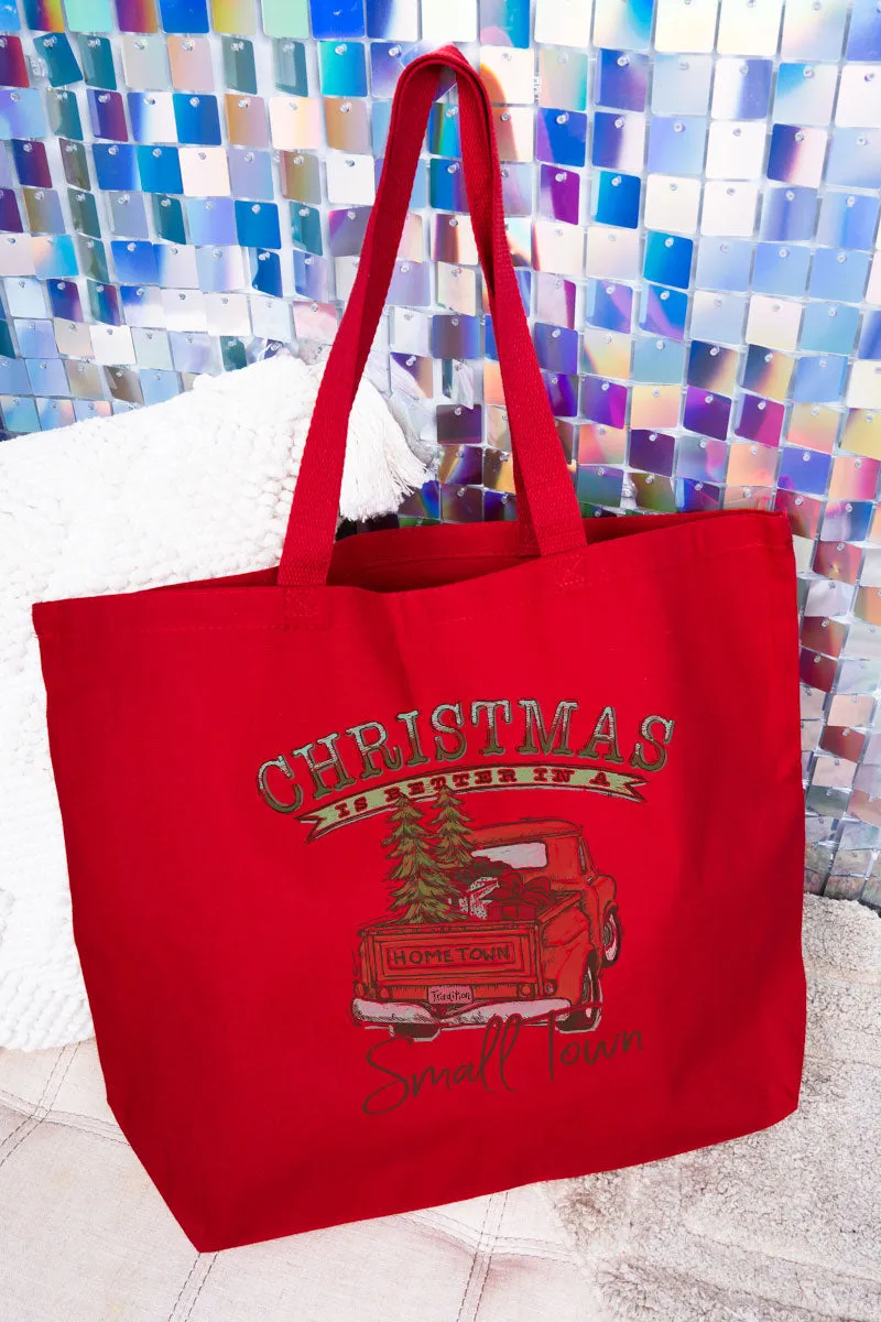 Christmas Better In A Small Town Canvas Jumbo Tote
