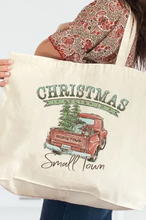 Christmas Better In A Small Town Canvas Jumbo Tote