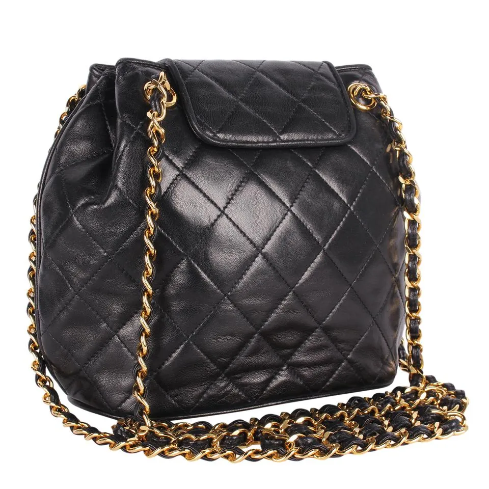 Classic Front Flap Tassel Lambskin Leather Cross Body Bag Black
