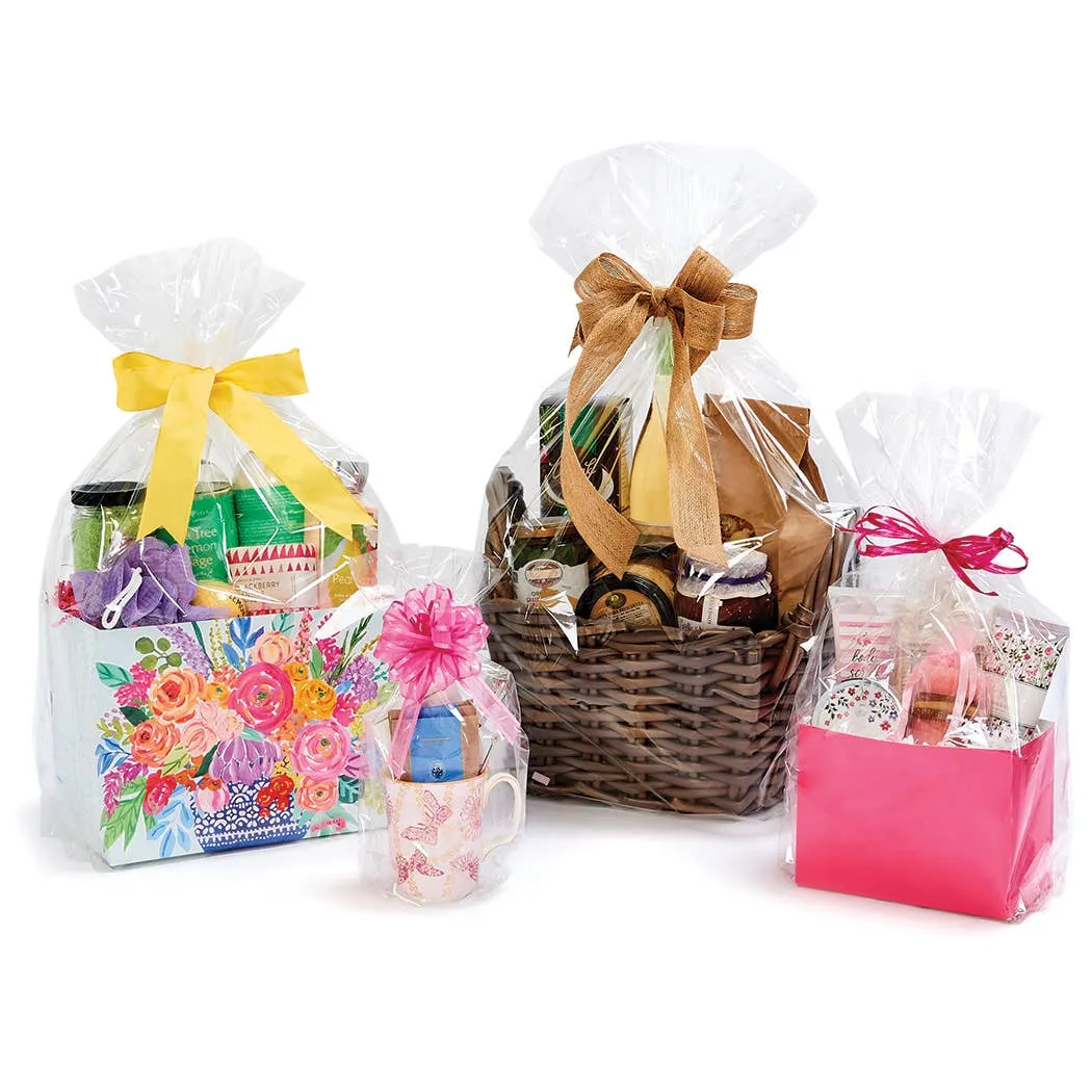 Clear Poly Basket Wrap Bags: Clear / 25 Pack / X-Small 7x12x4"