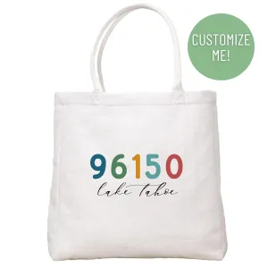 Color Text Zip Code Tote Bag