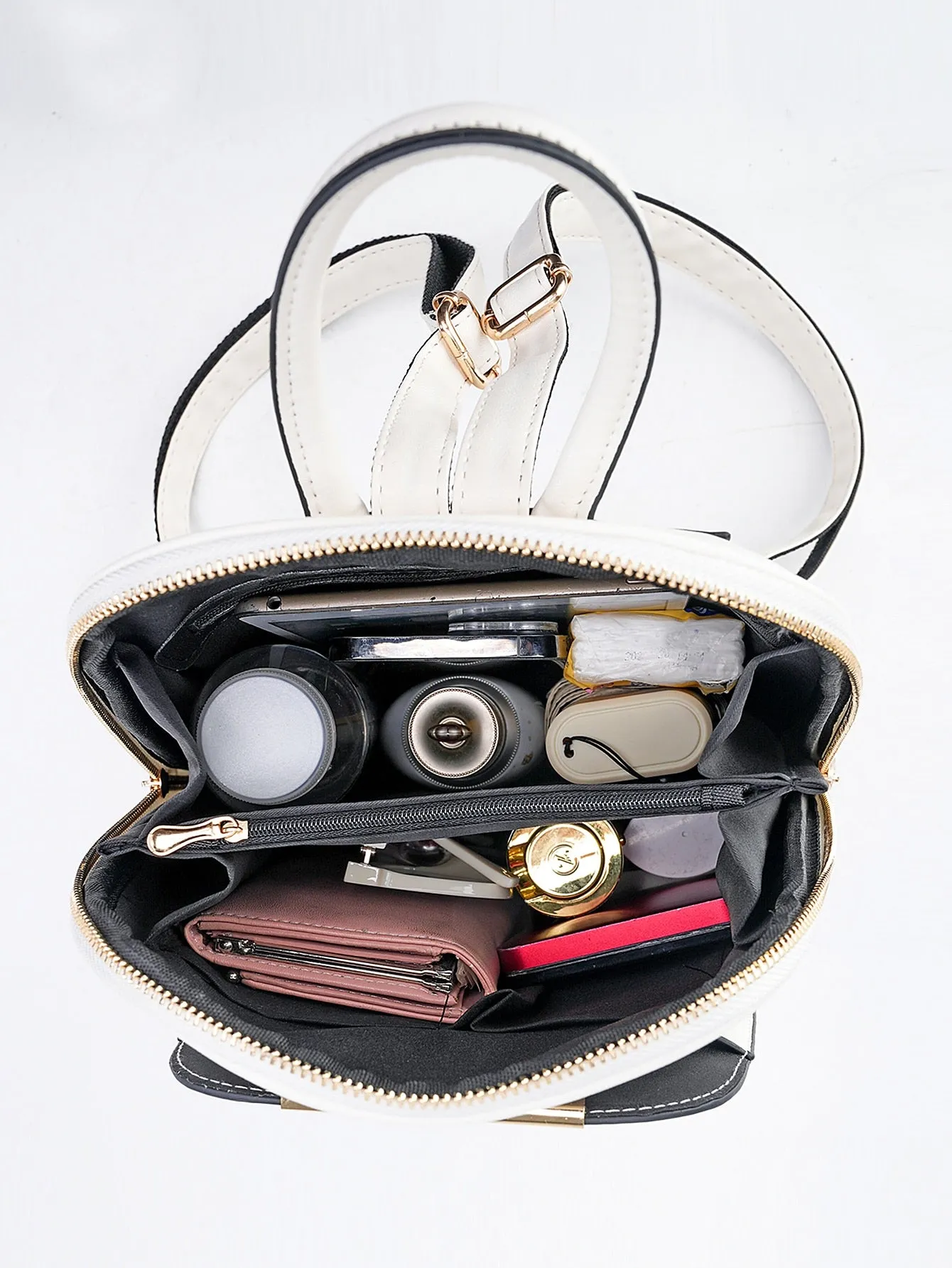 Contrast Piping Classic Backpack - White