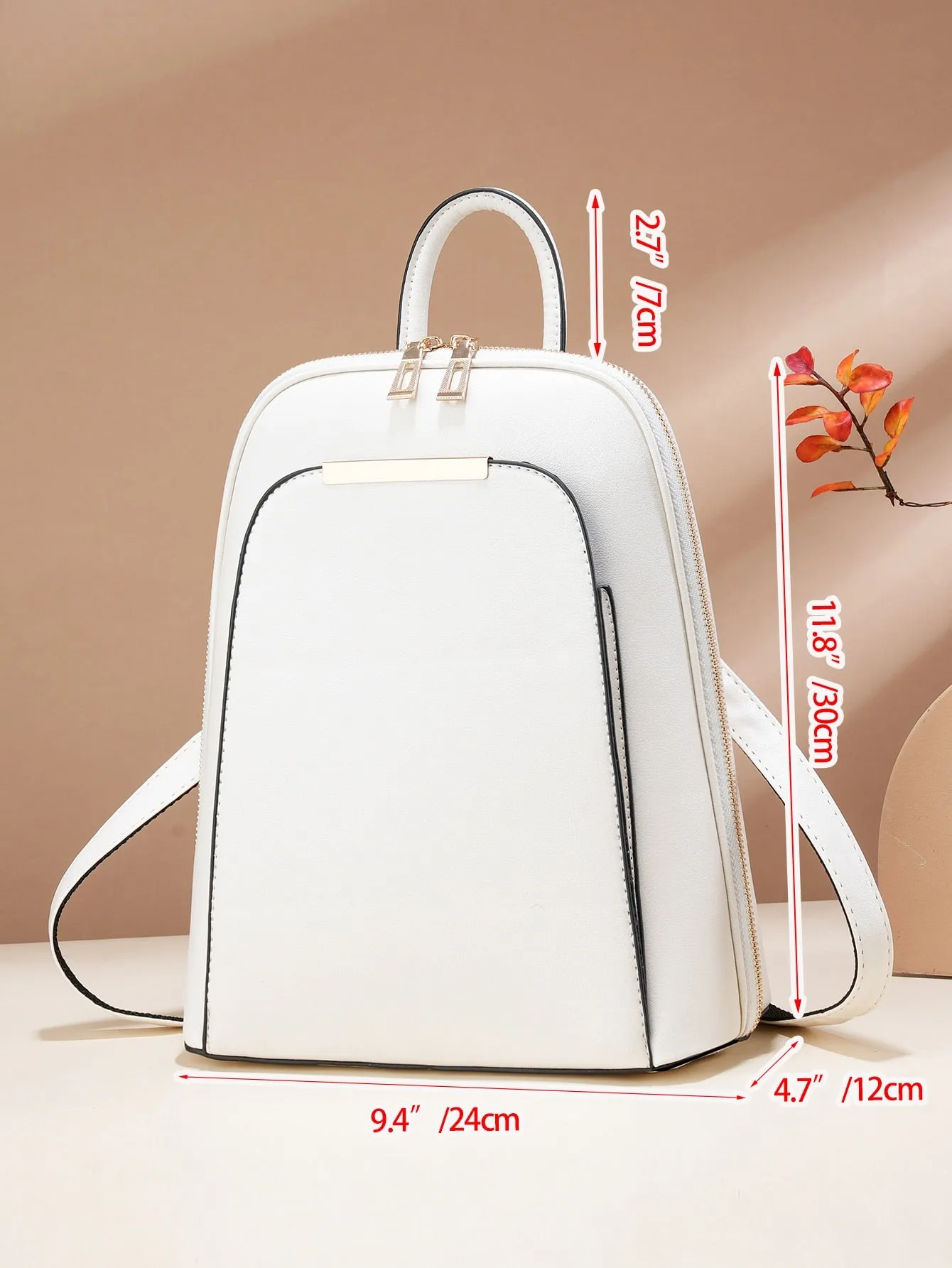 Contrast Piping Classic Backpack - White