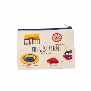 Cotton Utility Pouch Melbourne What a City 22x17cm