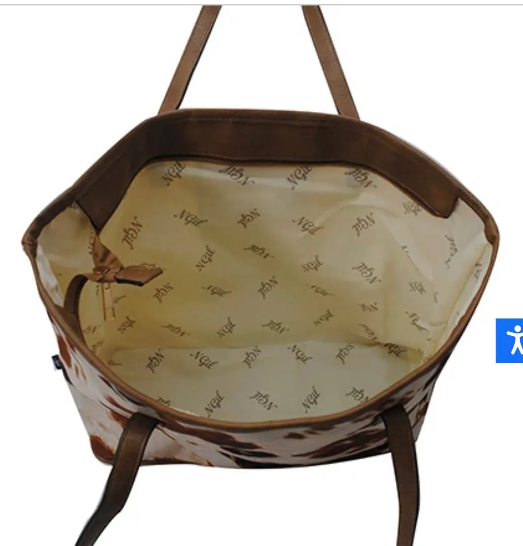 Cow Print Panel Tote