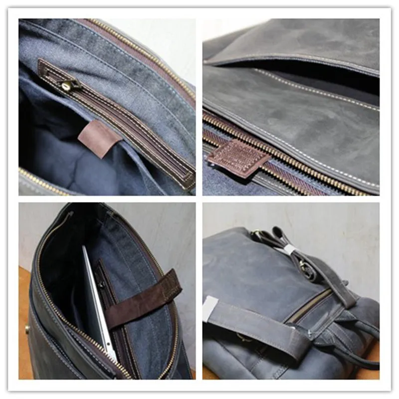 Crazy Horse Leather Laptop Backpack Handmade Travel Backpack Men Backpack