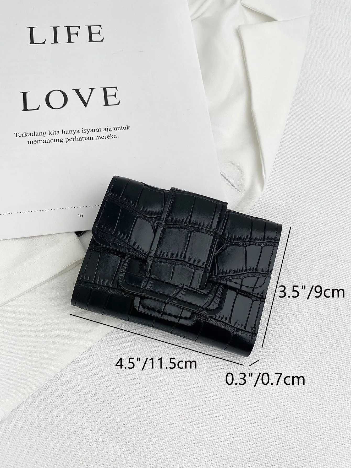 Crocodile Embossed Flap Small Wallet