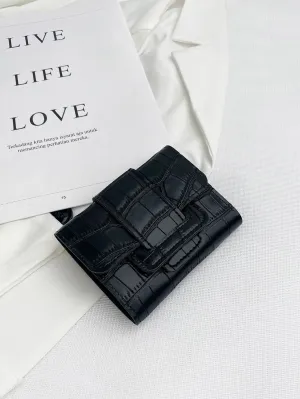 Crocodile Embossed Flap Small Wallet