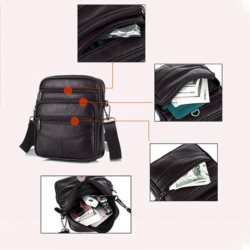 Crossbody Bags Leather Wallet Side Shoulder Messenger Handbag for Men