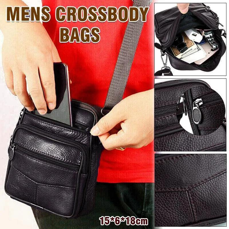 Crossbody Bags Leather Wallet Side Shoulder Messenger Handbag for Men