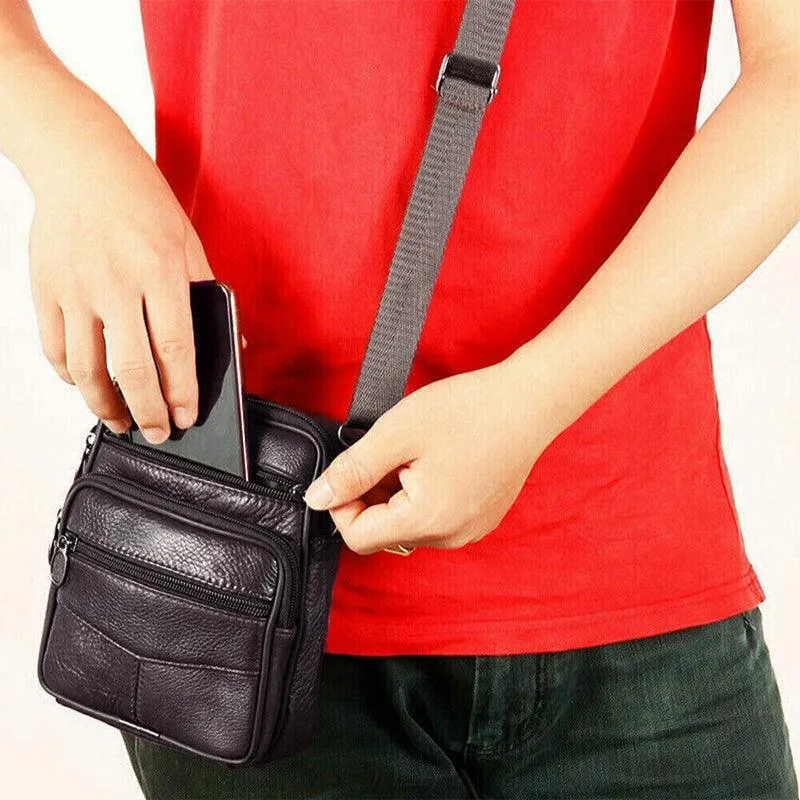 Crossbody Bags Leather Wallet Side Shoulder Messenger Handbag for Men