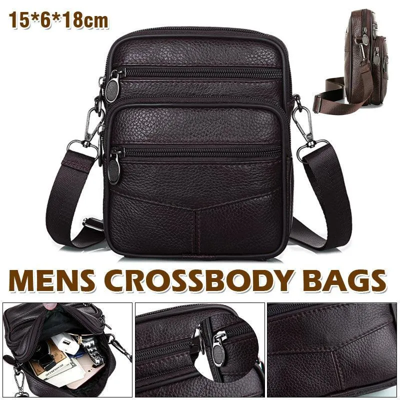 Crossbody Bags Leather Wallet Side Shoulder Messenger Handbag for Men