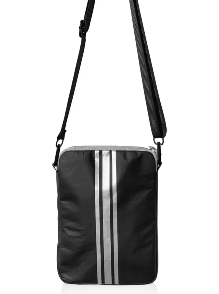 Crossbody Cell Phone Purse | Shimmer Black   Silver   Black Silver Stripes